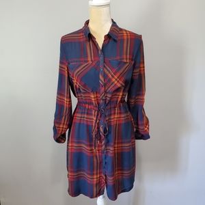 Love Notes Women Button Up Front Shirt Dress SZ L